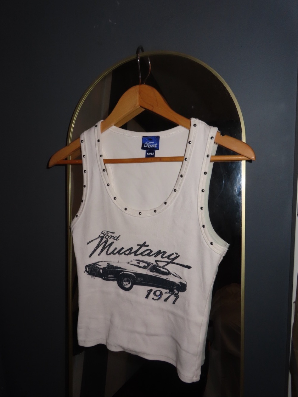 Ford Mustang White Studded Graphic Tank Top